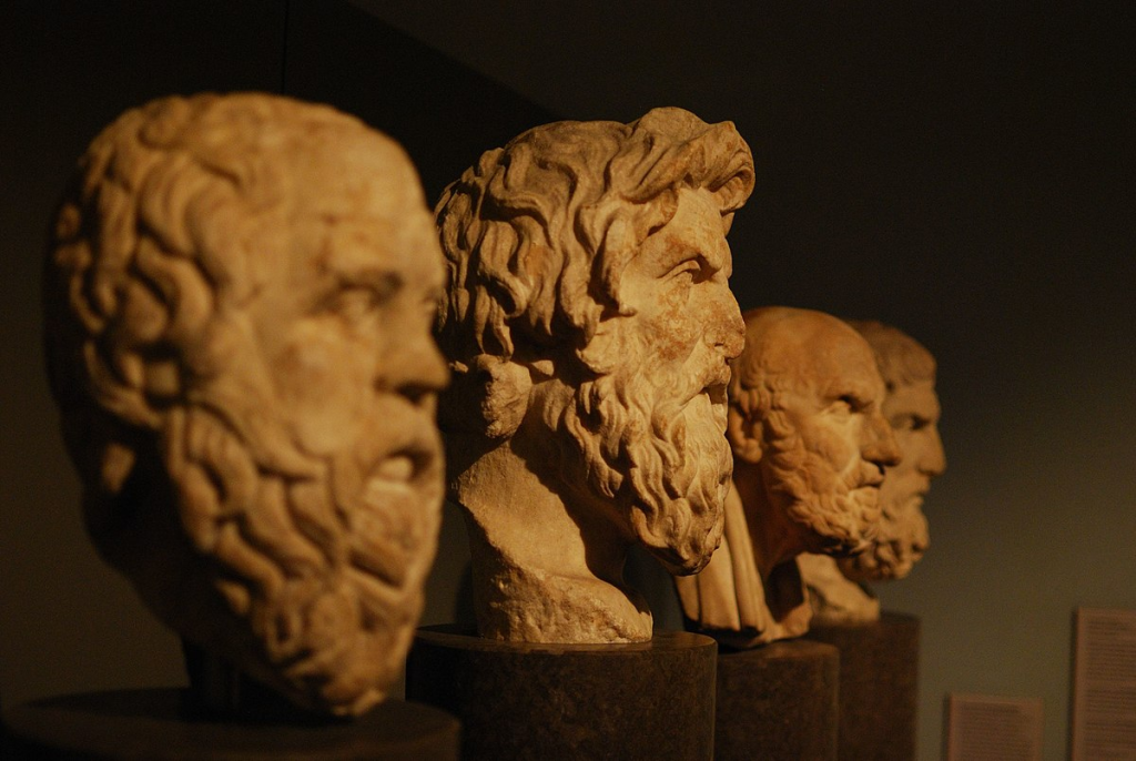 Sokrates, Antisthenes, Chrysippos, Epikouros, by Matt Neale, CC BY 2.0 