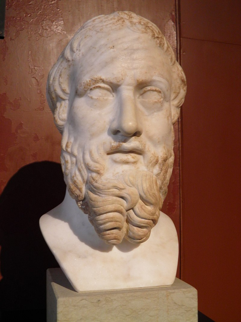 Bust of Herodotus. Roman copy (2nd century BC) of Greek original (4th century BC). Neues Museum, Berlin. 