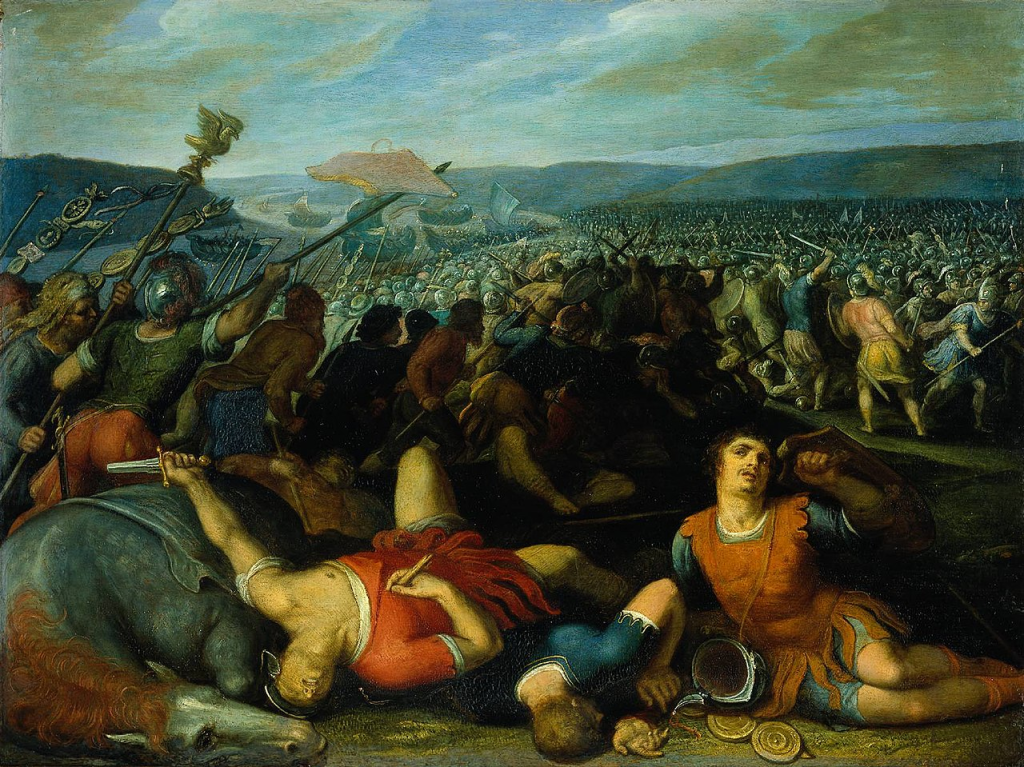 Batavians defeating Romans on the Rhine" by Otto van Veen, c. 1613