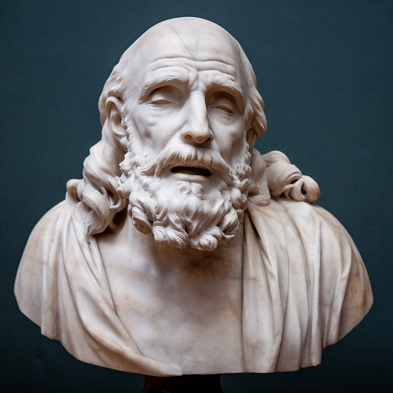 "Belisarius", by Jean-Baptiste Stouf (c.1785–1791), Los Angeles, Getty Center. The bust depicts Belisarius as an old, blind beggar in a manner suggesting a philosopher or saint. Photo by MDavenhill, CC BY-SA 4.0