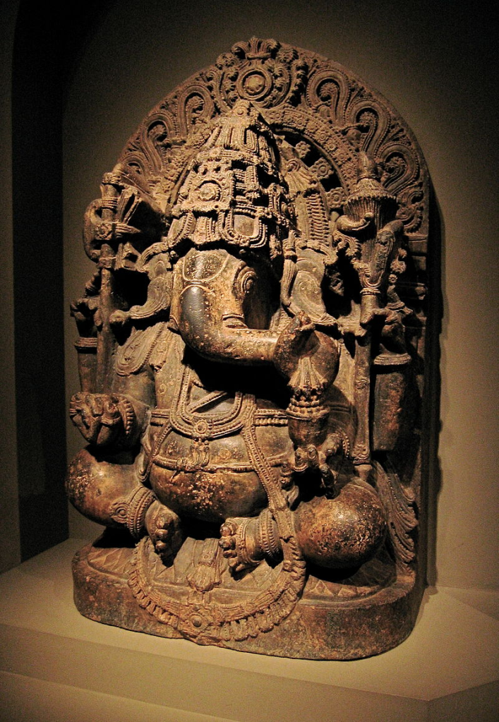 A 13th-century statue of Ganesha, Hoysala-style, Karnataka. Photo by Rosemania , CC BY 2.0