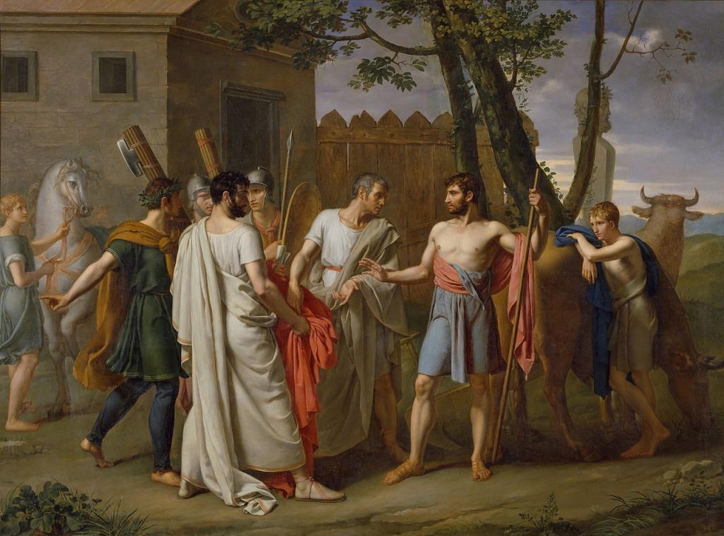 "Cincinnatus Leaves the Plough to Dictate Laws to Rome" by Juan Antonio Ribera (c. 1806)