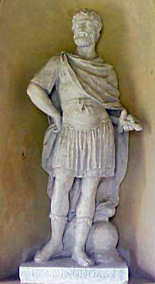 A statue of the boeotarch Epaminondas, who was widely hailed for his brilliant and revolutionary tactics in the Battle of Leuctra