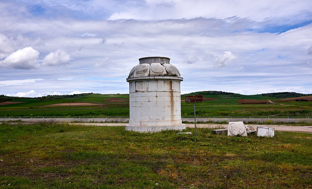 The restored surviving base of the Battle of Leuctra tropaion. Photo by By George E. Koronaios 